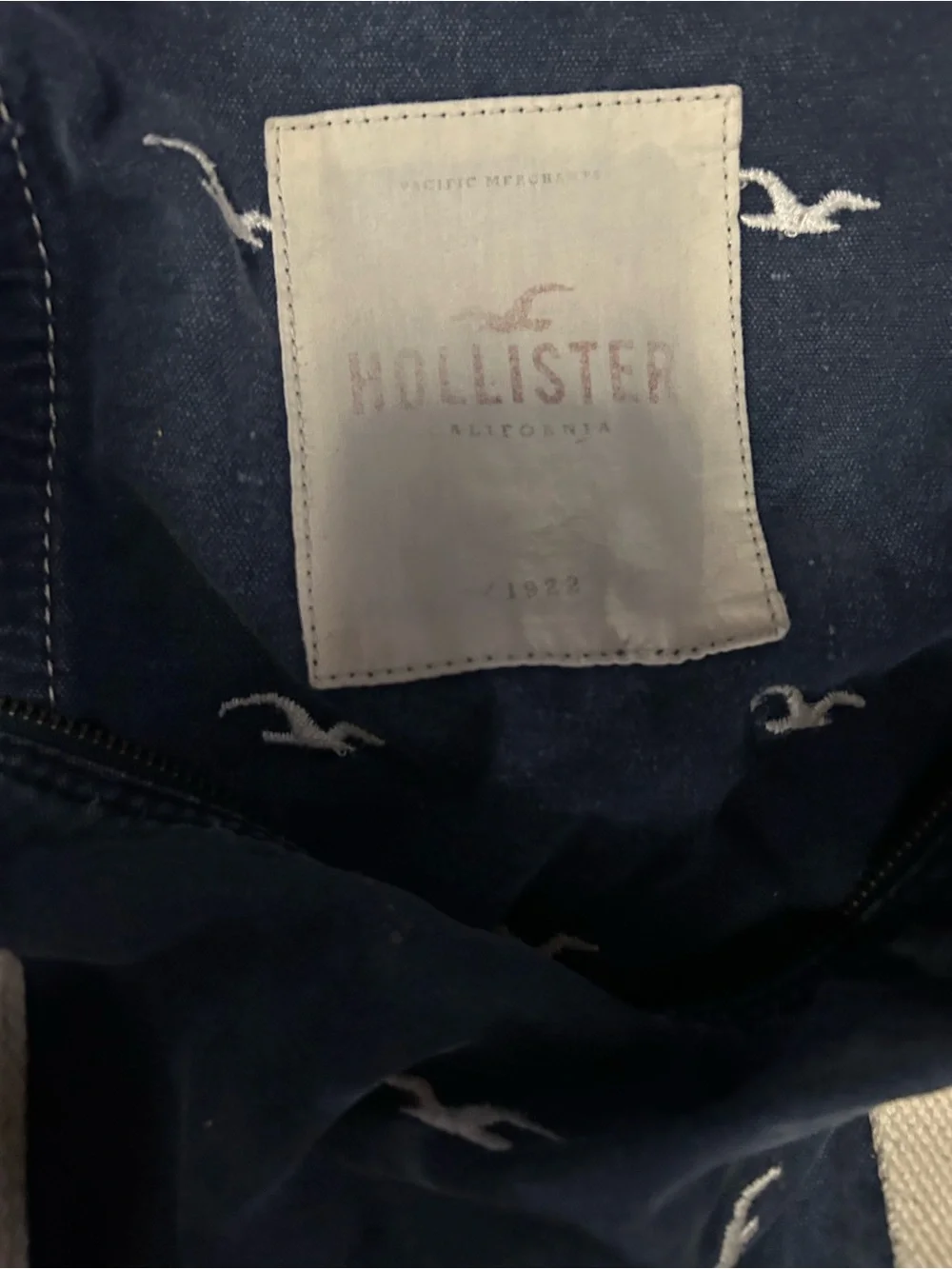 Hollister Navy Canvas Tote with White Strap Detailing